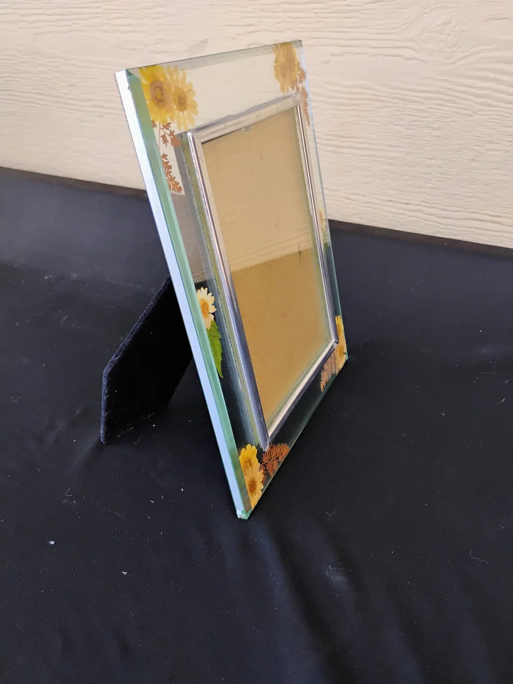 Floral Pressed Flower Glass Photo Frame - Yellow